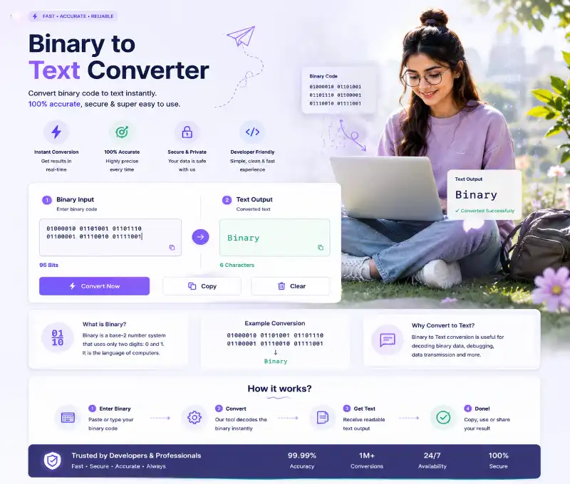 Binary to Text Converter Tool Online