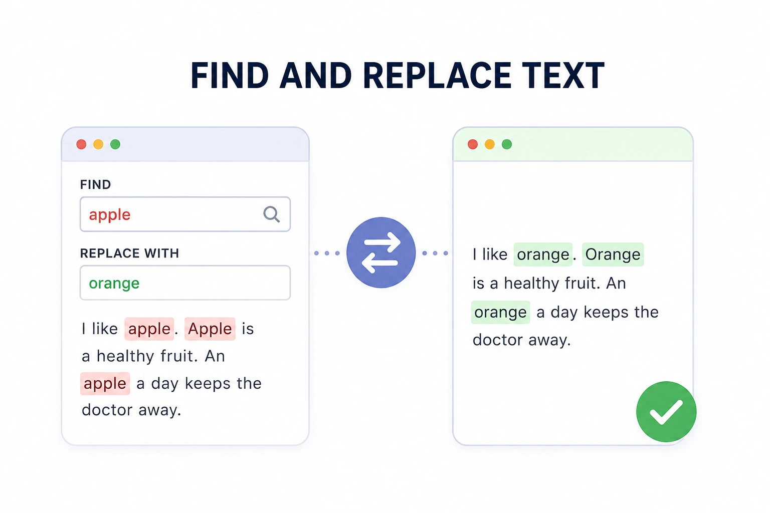 Find and Replace Text tool interface explained