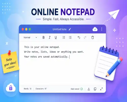 Online Notepad tool interface features