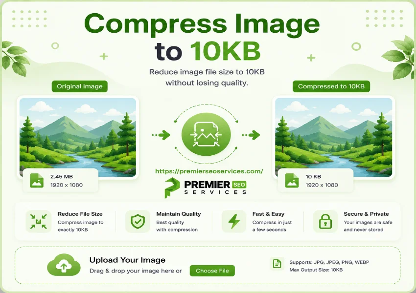 compress image size to 10kb using browser tool