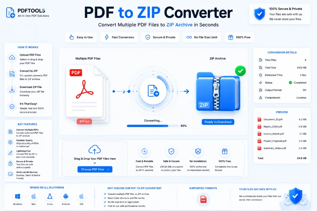 PDF to ZIP Converter tool