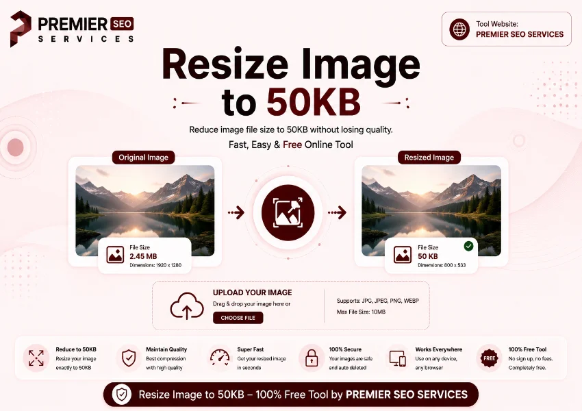 Resize Image to 50KB image resizer to 50kb tool