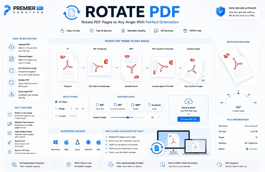 Rotate PDF online tool interface