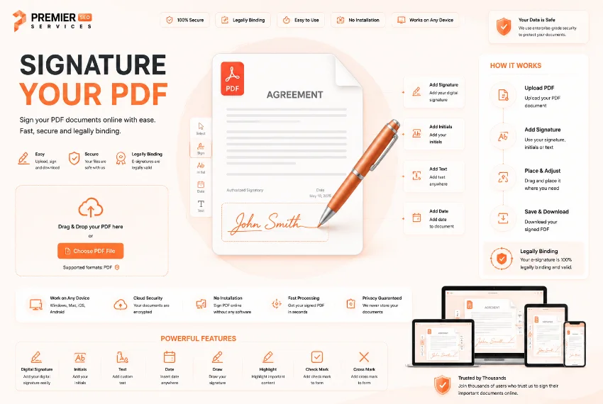Signature your PDF in seconds tool interface