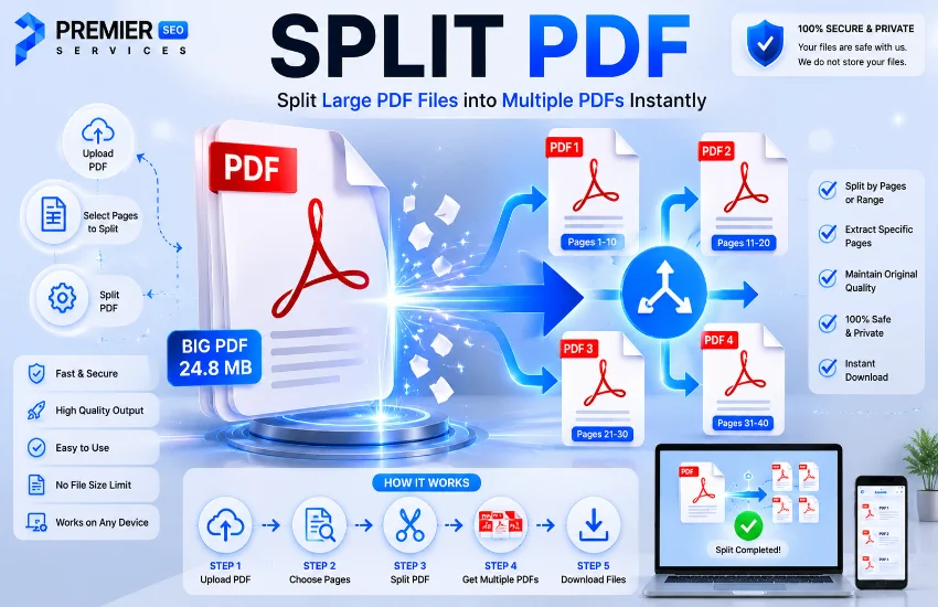 Split PDF online tool interface