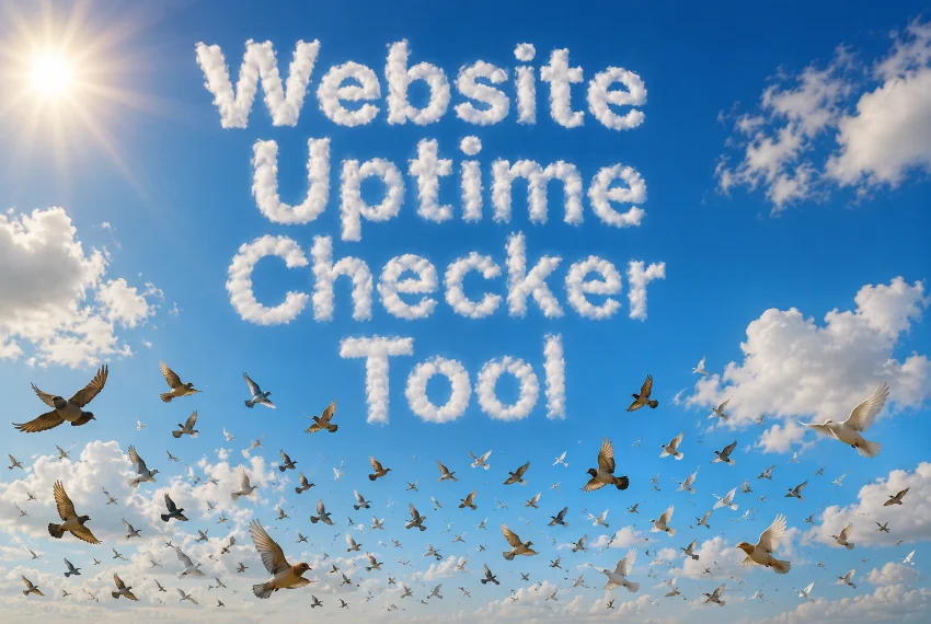 Website Uptime Checker Tool interface showing global uptime results with response time bars per city
